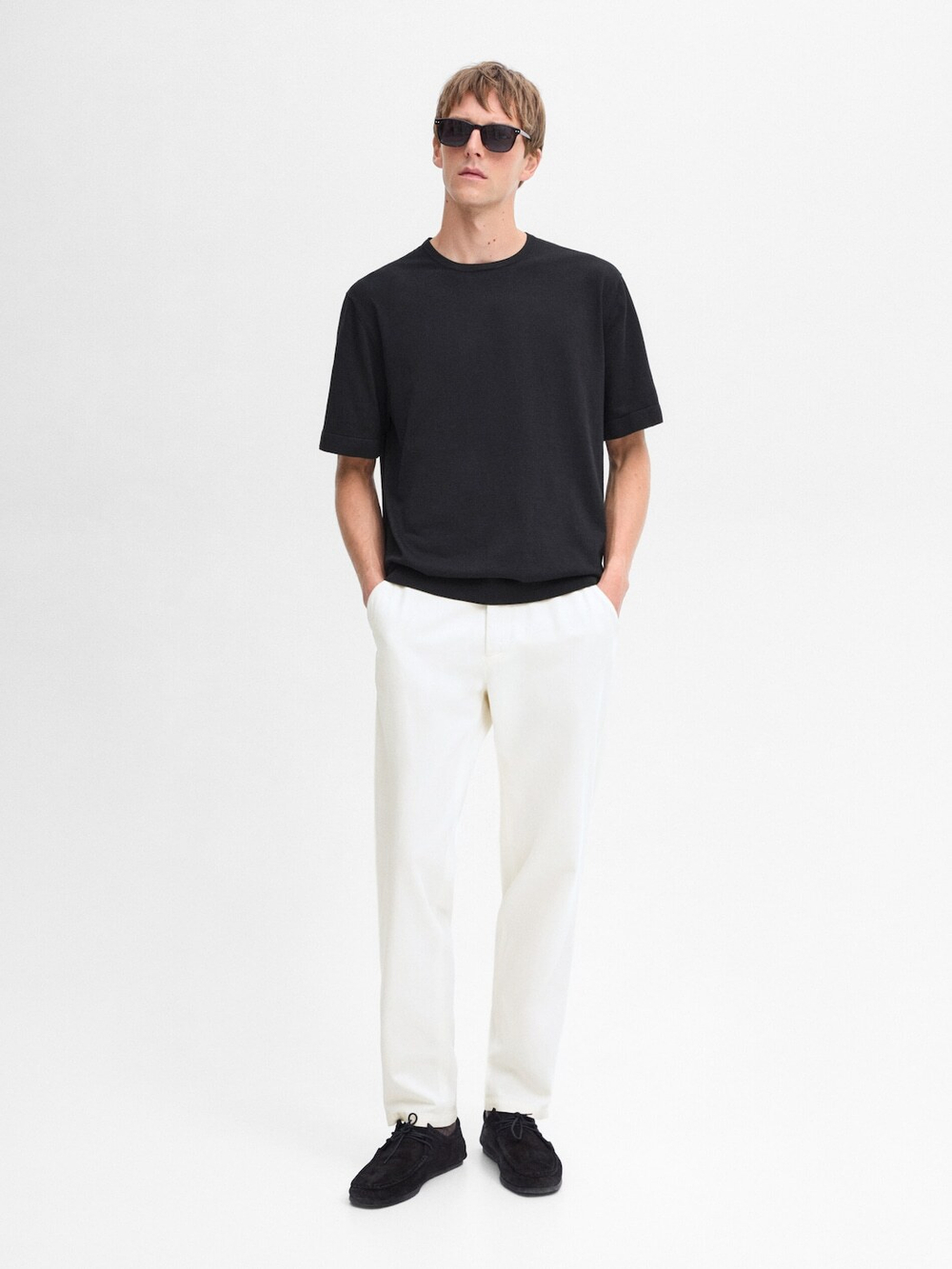 Massimo Dutti Футболка из 100% хлопка, черный