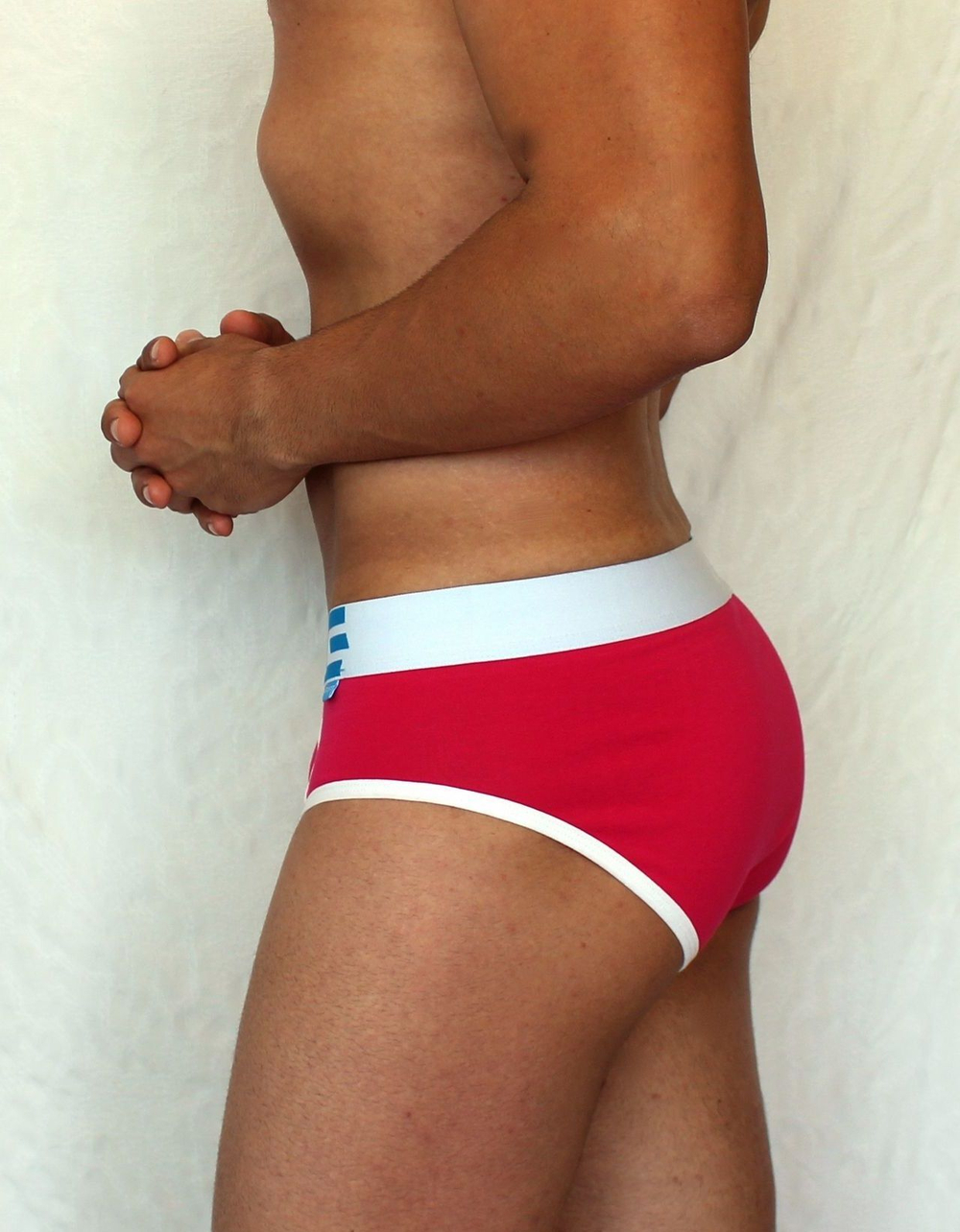 Розовые мужские трусы-брифы с брендированным поясом (Размер: M) (Цвет: розовый)