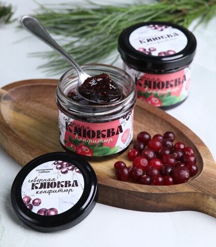 Конфитюр таежный СЕВЕРНАЯ КЛЮКВА / 100 г / банка / Солнечная Сибирь