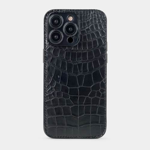 Чехол для iPhone 15 Pro Max из кожи аллигатора, черного цвета