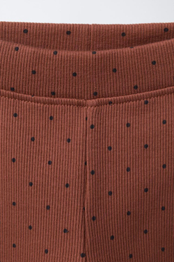 ZARA НАБОР ИЗ ДВУХ ЛЕГИНСОВ С ПРИНТОМ И ОДНОТОННЫХ, ПЕСОЧНЫЙ МЕЛАНЖ