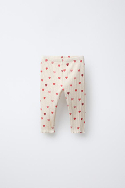 ZARA ЛЕГИНСЫ С СЕРДЦАМИ, ЭКРЮ
