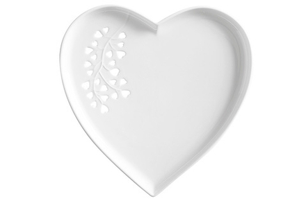 Maxwell & Williams Тарелка (сердце), белая Листья, 22см, фарфор