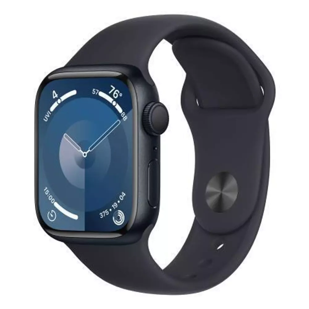 Apple Watch Series 9, 41 мм, из алюминия цвета «тёмная ночь», спортивный ремешок