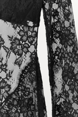 ZARA ДЛИННОЕ КРУЖЕВНОЕ ПЛАТЬЕ С ВЫРЕЗОМ НА СПИНЕ, ЧЕРНЫЙ