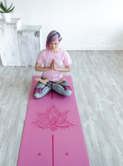 Каучуковый коврик для йоги Lotus YY с разметкой 183*65*0,4 см