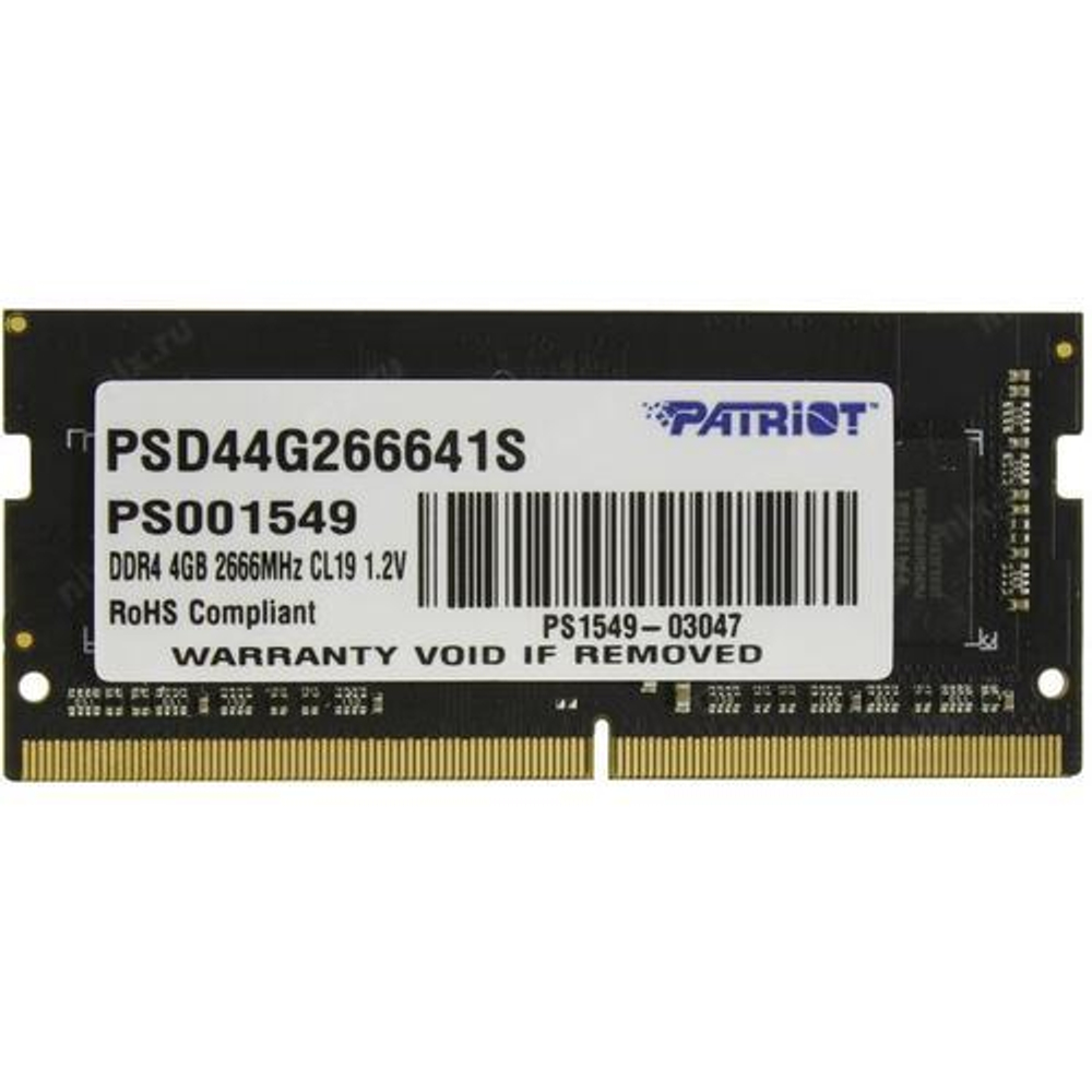 Модуль памяти Patriot Signature Line DDR4 SODIMM 4Gb PC4-21300 CL19