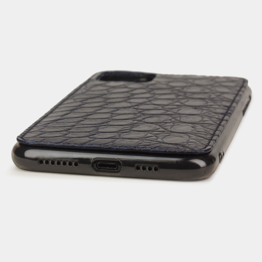 Special order: Чехол для iPhone 11 Pro Max из натуральной кожи аллигатора, темно-синего цвета