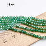 Фианит (кубический цирконий), цвет зеленый берилл, размер 3 мм, цена за нить 37 см