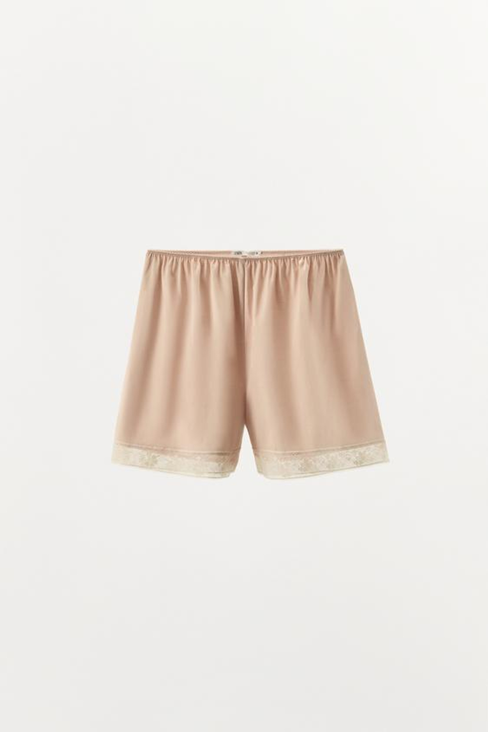ZARA АТЛАСНЫЕ ШОРТЫ С КРУЖЕВОМ, РОЗОВЫЙ