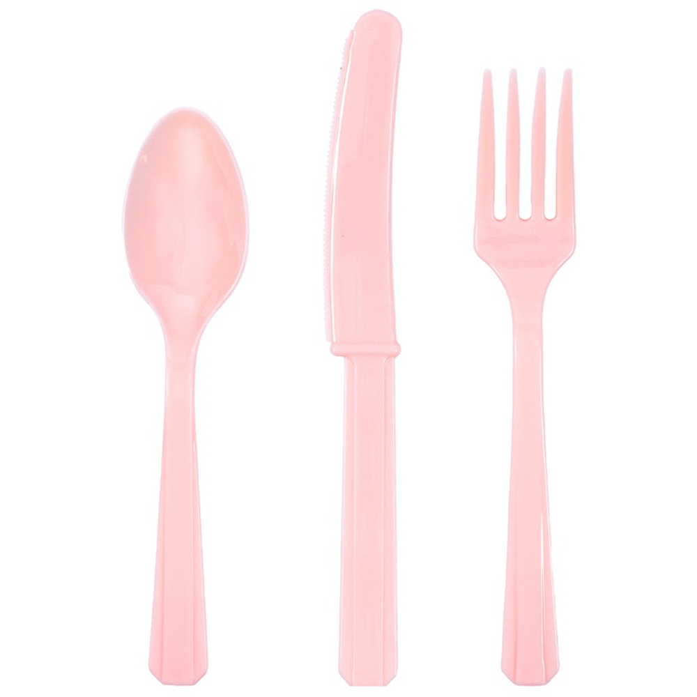 Столовые приборы в нежно-розовом цвете, 24 шт
