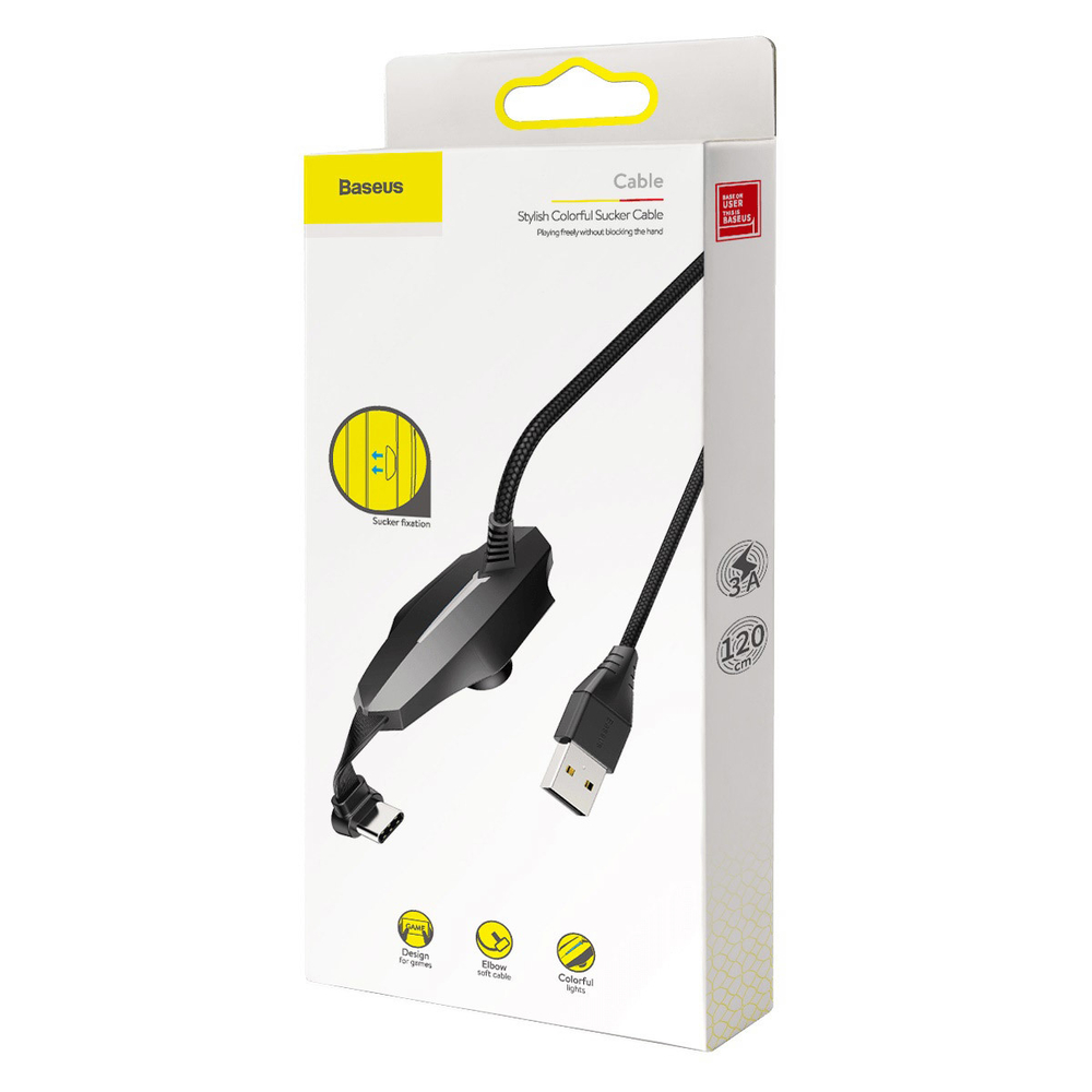 Type-C Кабель Baseus Stylish Colorful Sucker Mobile Game Data Cable USB For Type-C 3A 1.2m - Black