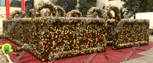 Коммерческий надувной батут "Лабиринт милитари" 12*8*2,5 м