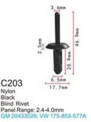 Клипса для крепления внутренней обшивки а/м GM пластиковая (100шт/уп.) Forsage клипса C0203( GM )