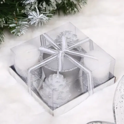 Свечи новогодние «Зимняя сказка» 11.5*11.5*5см (набор 5шт), Серебро