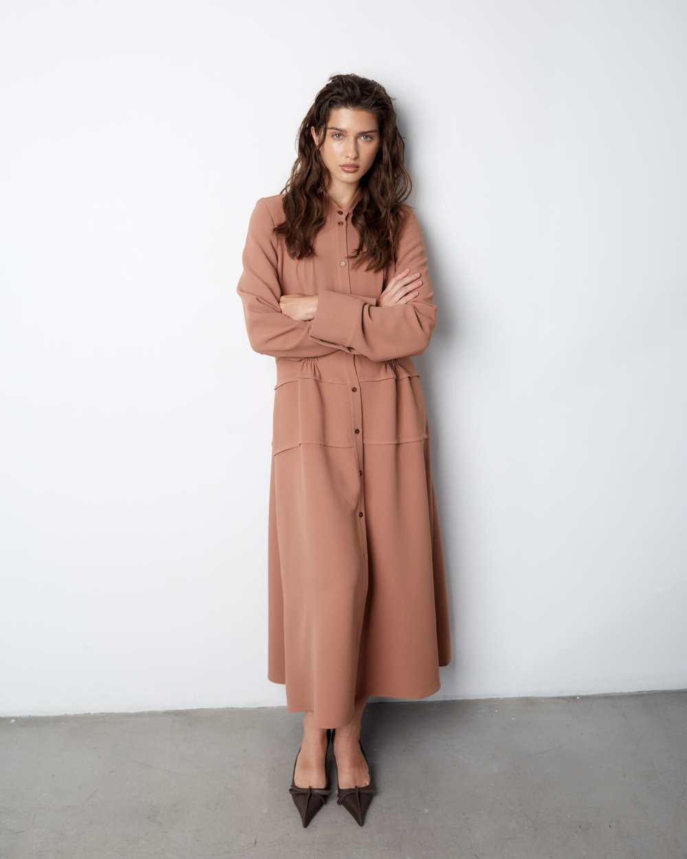 Платье из вискозы Стелла Маккартни карамель