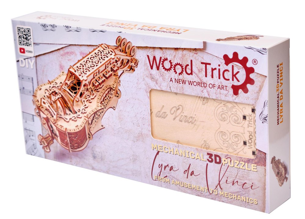 Механическая сборная модель, деревянный конструктор Wood Trick Лира Да Винчи