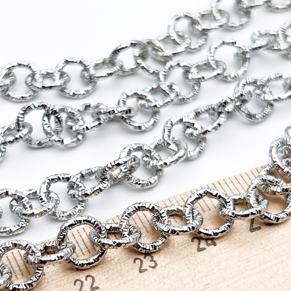 Цепочка, цвет серебро (родий), размер звена 8 мм, цена за отрезок 50 см