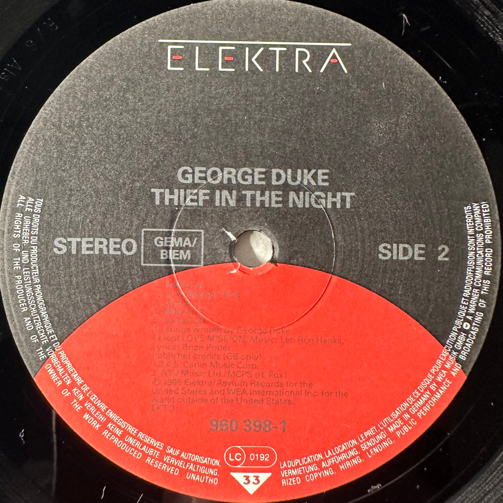George Duke ‎– Thief In The Night (Германия 1985г.)