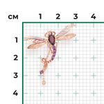 Подвеска «Стрекоза» из красного золота с гранатами, натуральными топазами white и эмалью