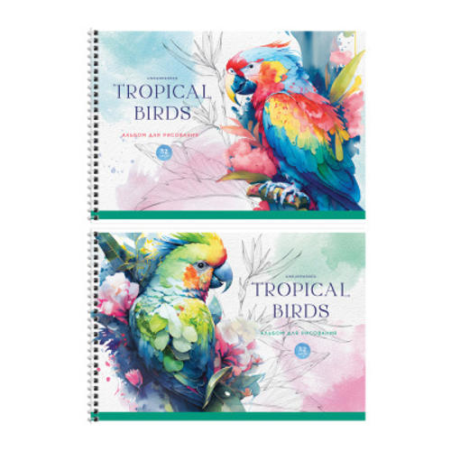 Альбом для рисования 32л., А4, на гребне ArtSpace "Птицы. Тропические птицы" И