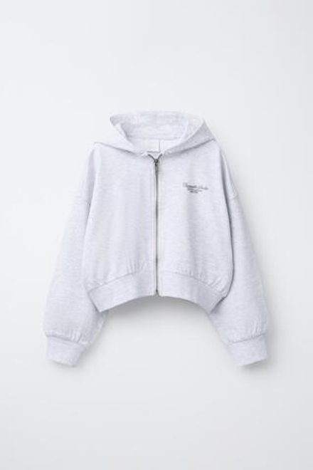 ZARA ХУДИ С РЕЛЬЕФНЫМ НАДПИСЬЮ, СЕРЫЙ МЕЛАНЖ