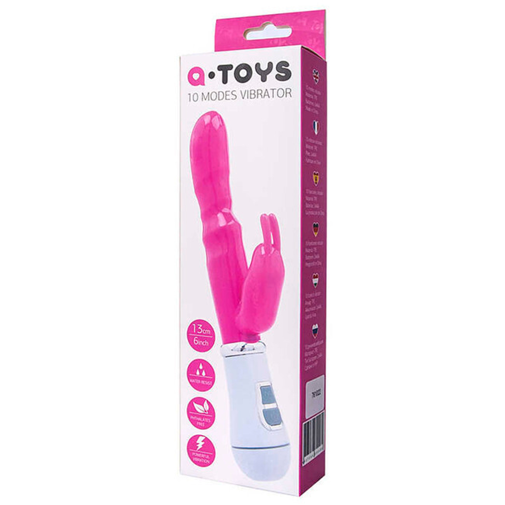 Вибратор ToyFa A-toys (10 режимов) (Цвет: розовый с белым и серебряным)