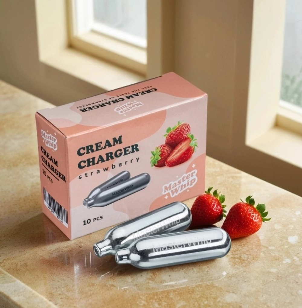 Баллончики для сливок (N2O) вкус клубника MasterWhip 50шт.
