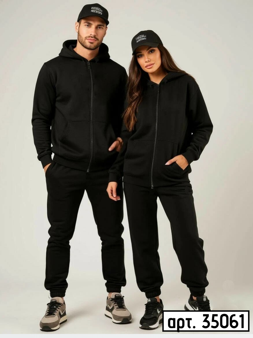 35061 Костюм спортивный футер 3-х нитка начес черный (54-170)