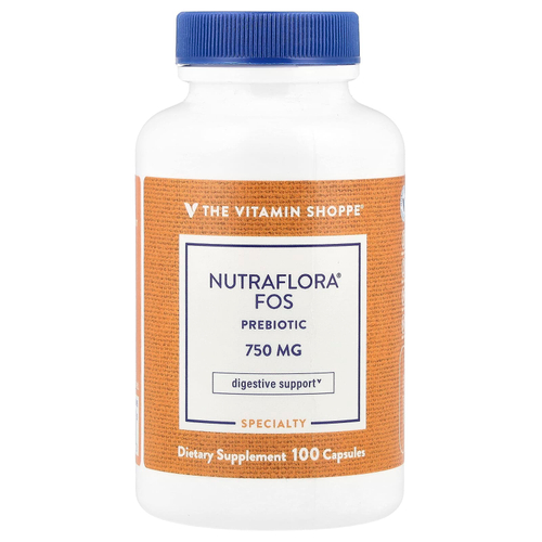 The Vitamin Shoppe, NutraFlora®, пробиотик с ФОС, 750 мг, 100 капсул