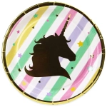 Набор бумажных тарелок «Единорог» с золотым тиснением,18 см,6 шт, еврослот