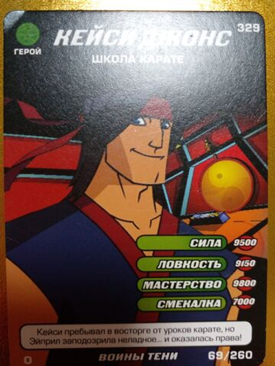 Коллекционная игровая карточка ЧЕРЕПАШКИ-НИНДЗЯ воины тени герой "Кейси Джонс. Школа карате" 329 (69/260) обычная