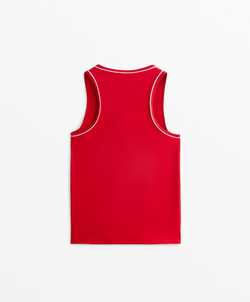 Oysho Футболка без рукавов с окантовкой, красный