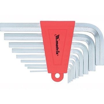 Набор ключей имбусовых HEX, 1,5–10 мм, CrV, 9 шт., короткие, сатин. Matrix 12303