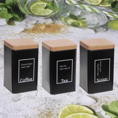 Банка для продуктов металлическая «Black style» 1200мл 9*9*15см