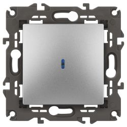 14-1102-03 ЭРА Выключатель с подсветкой, 10АХ-250В, IP20, Эра Elegance, алюминий | Elegance Алюминий