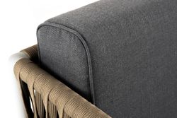 "Касабланка" диван 3-местный плетеный из роупа, каркас алюминий светло-серый (RAL7035) муар, роуп серо-коричневый 23мм, ткань серая 017