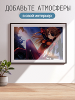 Постер плакат Евангелион Аска На Фоне Крестов Evangelion Евангелион