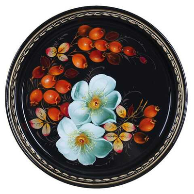 Жостовский поднос декоративный, размер 22 см (A5), металлический