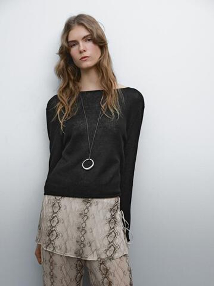 Massimo Dutti Брюки из легкой струящейся ткани с анималистическим принтом, цвет слоновой кости