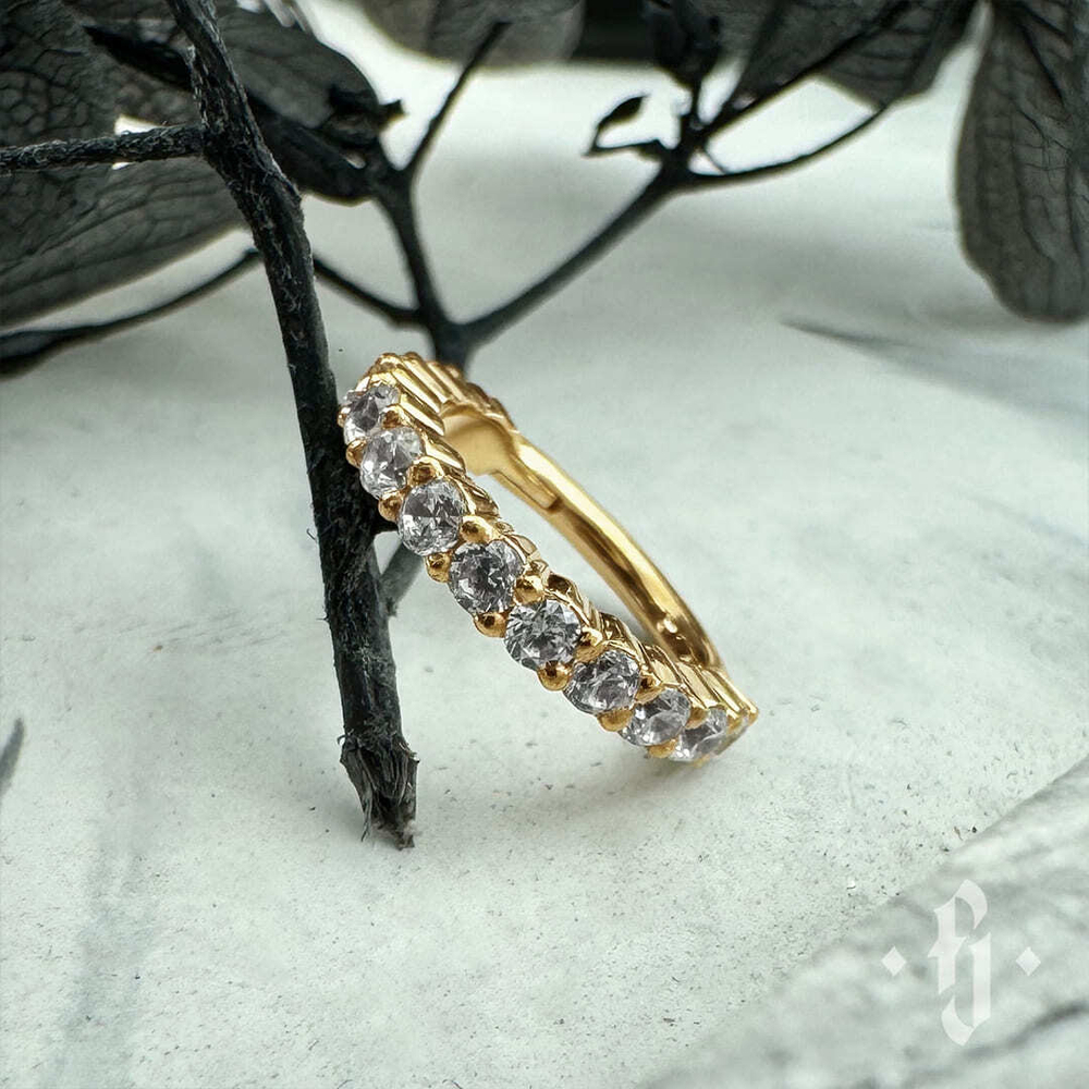 Кликер "Shine" с камнями 1.5мм - Желтое золото - White CZ