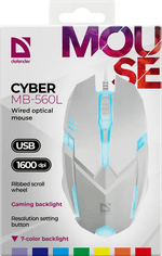 Мышь проводная Defender Cyber MB-560L 7цветов,3кнопки,1600dpi,белый, НОВИНКА!