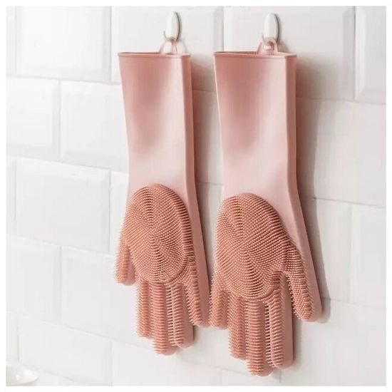 Силиконовые перчатки для уборки Xiaomi Silicone Cleaning Glove Pink (HH674)