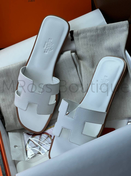 Шлепанцы Hermes Oran женские белого цвета