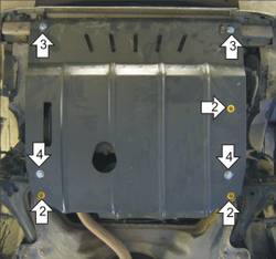 Защита картера Двигателя, КПП. 2 мм, Сталь. для Chevrolet Cavalier 1994-2004 MOTODOR.03013