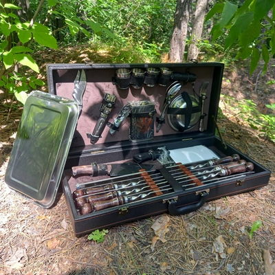 Большой шашлычный набор "Дары Кавказа" кейс из экокожи 32 предмета 9731744