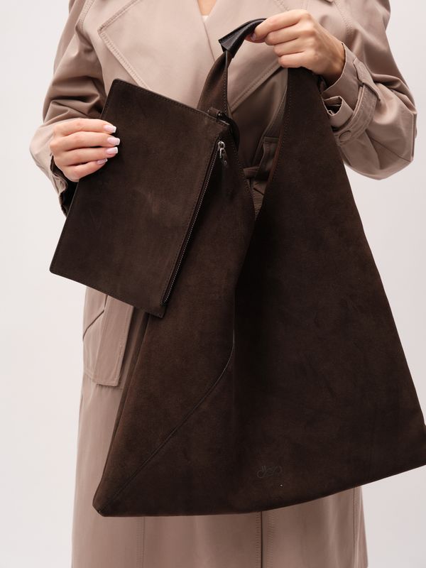 Замшевая сумка Luna DBR 31373 черный каштан