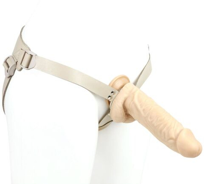 Телесный поясной фаллоимитатор - 22 см. (Цвет: телесный)