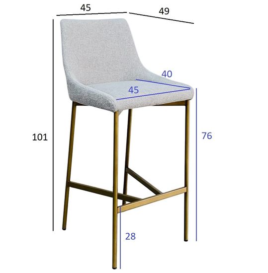 163YH-16963 Стул барный белый+бронза 45*49*101см