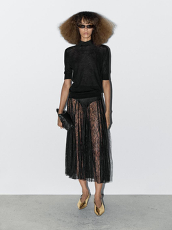 Massimo Dutti Свитер с короткими рукавами и воротником - STUDIO, черный